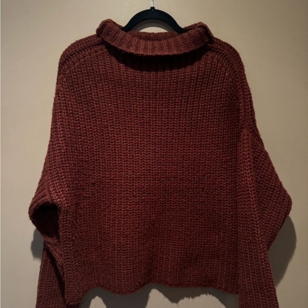 Maroon Mendocino Chunky Knit Cowl Sweater